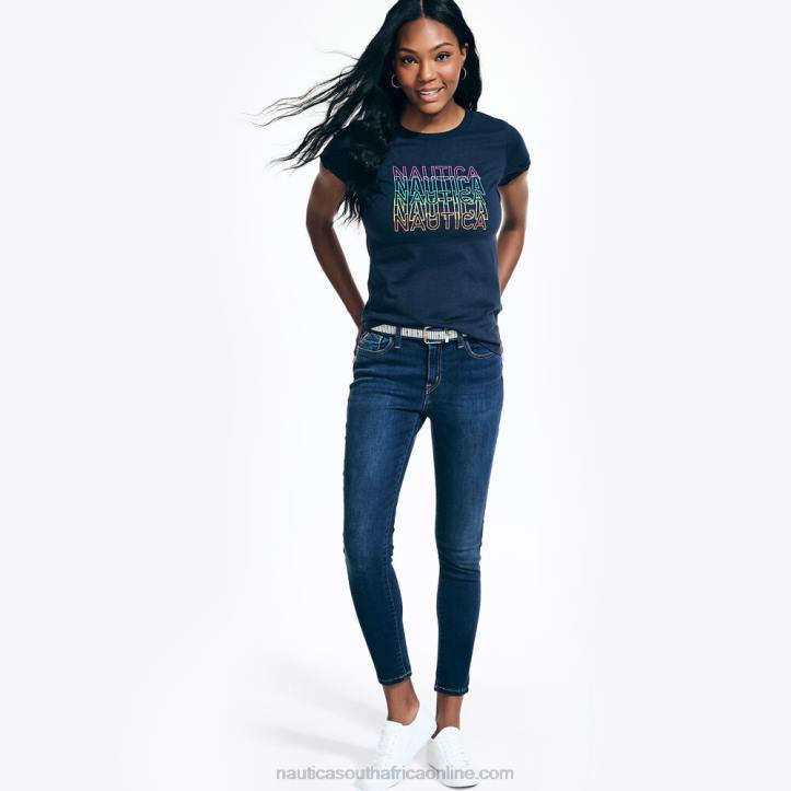 Stellar Blue Heather WomenSustainably Crafted Pride Logo T-Shirt Nautica 6LZP966