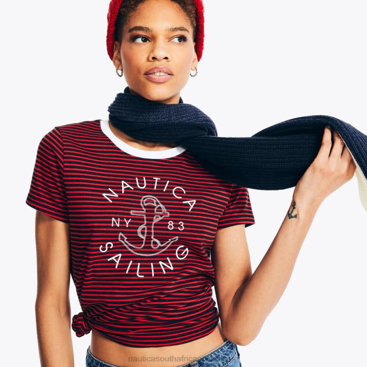 Tomales Red WomenStriped Sailing Graphic T-Shirt Nautica 6LZP865