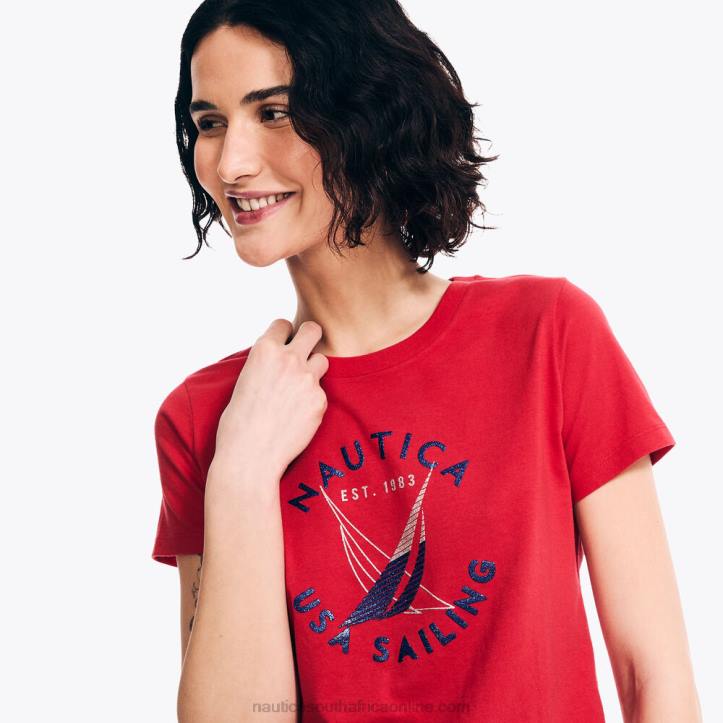 Tomales Red WomenSustainably Crafted Glitter Logo Graphic T-Shirt Nautica 6LZP801