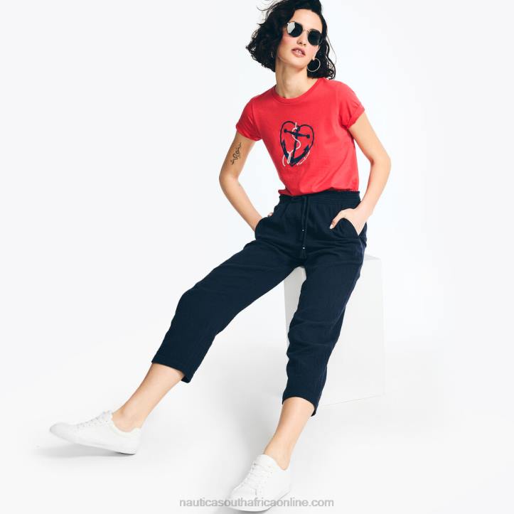 Tomato WomenSustainably Crafted Glitter Hearted Anchor Graphic T-Shirt Nautica 6LZP762