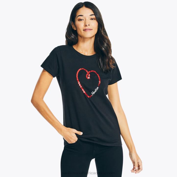 True Black WomenHeart Puff Graphic T-Shirt Nautica 6LZP749