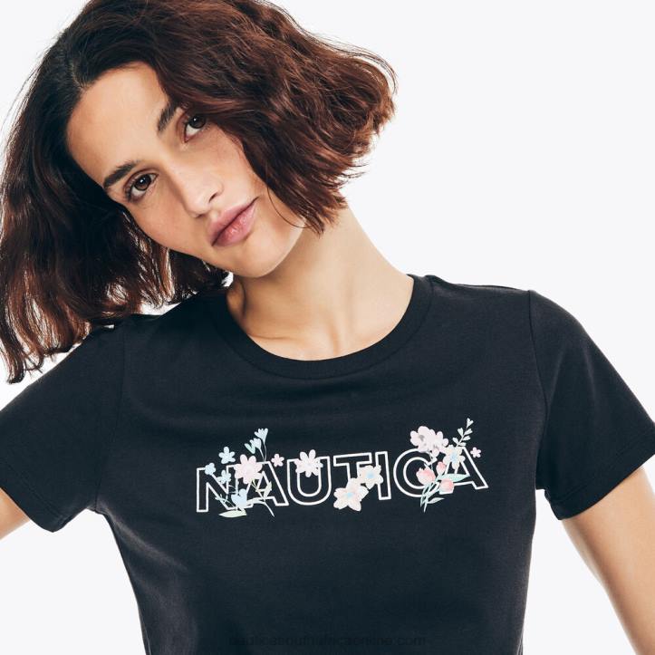 True Black WomenSustainably Crafted Floral Foil Logo T-Shirt Nautica 6LZP947