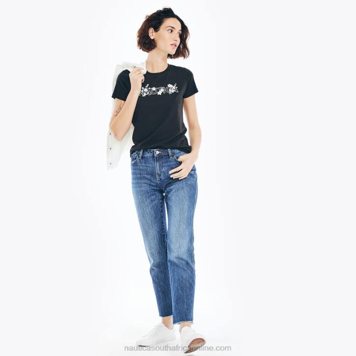 True Black WomenSustainably Crafted Floral Foil Logo T-Shirt Nautica 6LZP947