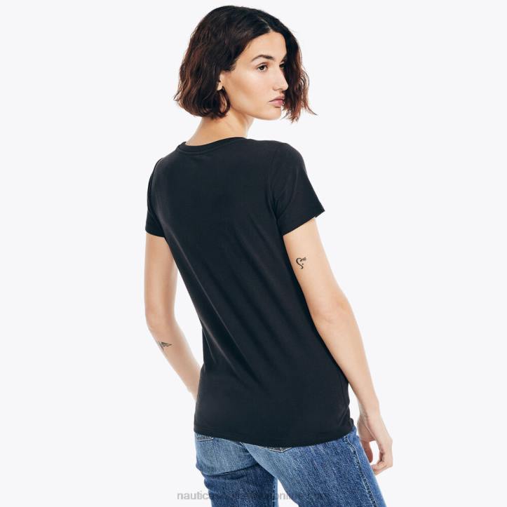 True Black WomenSustainably Crafted Floral Foil Logo T-Shirt Nautica 6LZP947