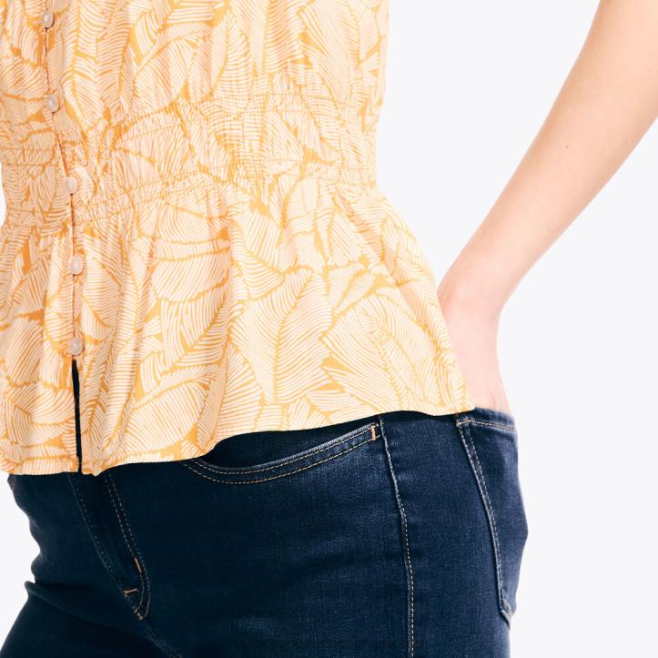 Nautica Yellow WomenSustainably Crafted Printed Cinch-Waist Top Nautica 6LZP964
