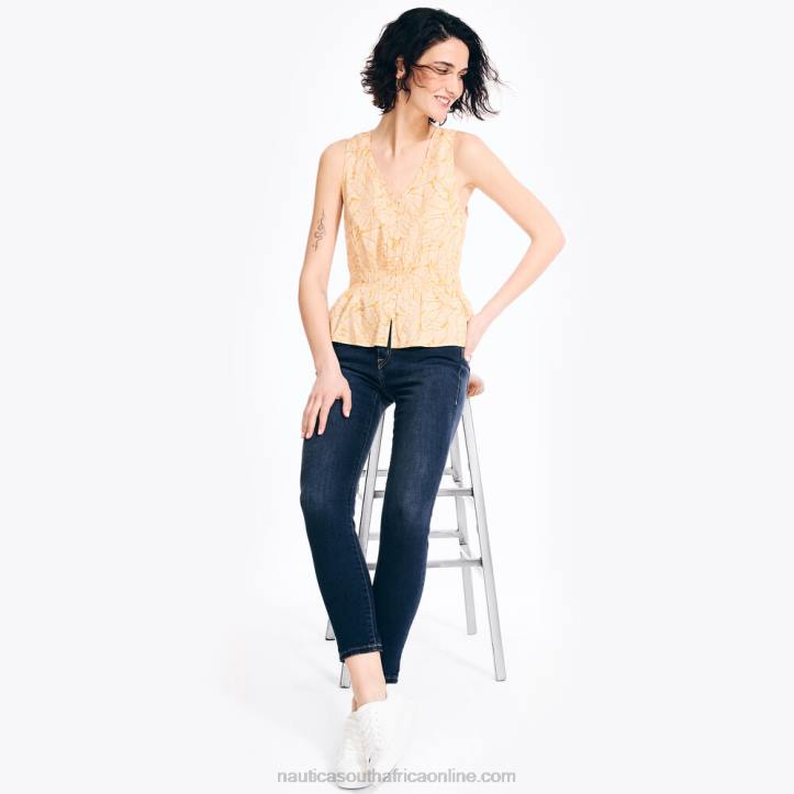 Nautica Yellow WomenSustainably Crafted Printed Cinch-Waist Top Nautica 6LZP964