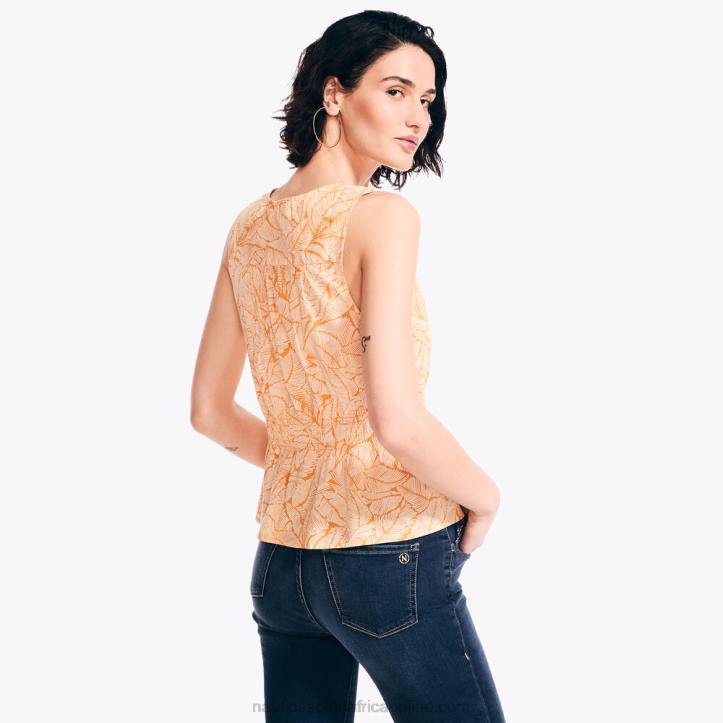 Nautica Yellow WomenSustainably Crafted Printed Cinch-Waist Top Nautica 6LZP964