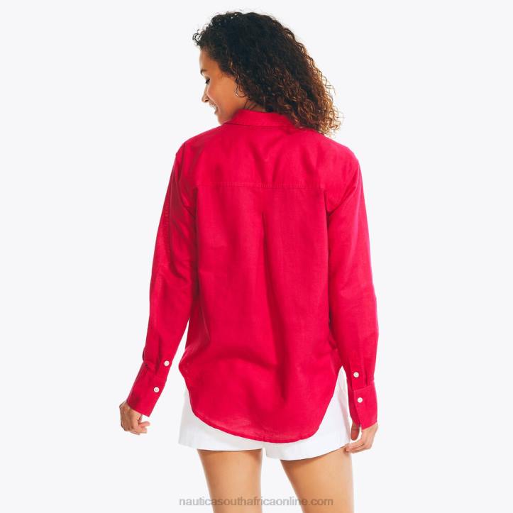 Sailor Red WomenSustainably Crafted Linen Boyfriend Shirt Nautica 6LZP970