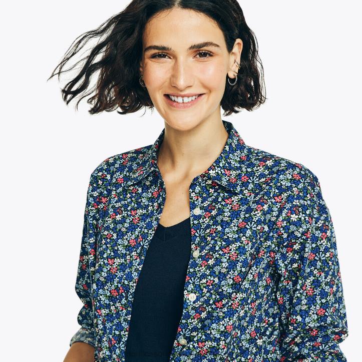 Stellar Blue Heather WomenFloral Print Weekend Shirt Nautica 6LZP986