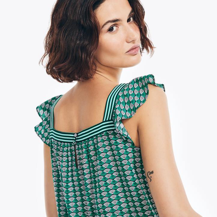 True Black WomenSustainably Crafted Square-Neck Printed Top Nautica 6LZP1003